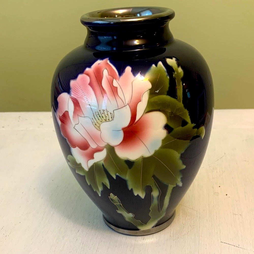 Vintage Floral Vase Kokusui Japan